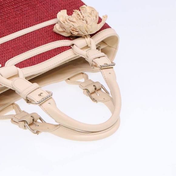 CELINE Boogie bag Hand Bag Straw Red Auth yk13094 - Picture 7 of 16